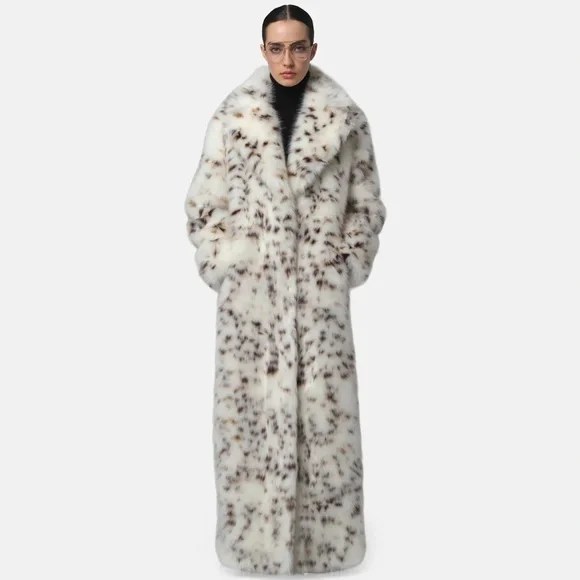 Luxury Brand New Apparis Gabrielle Maxi Coat. M size. Snow Leopard Print. - Picture 1 of 14